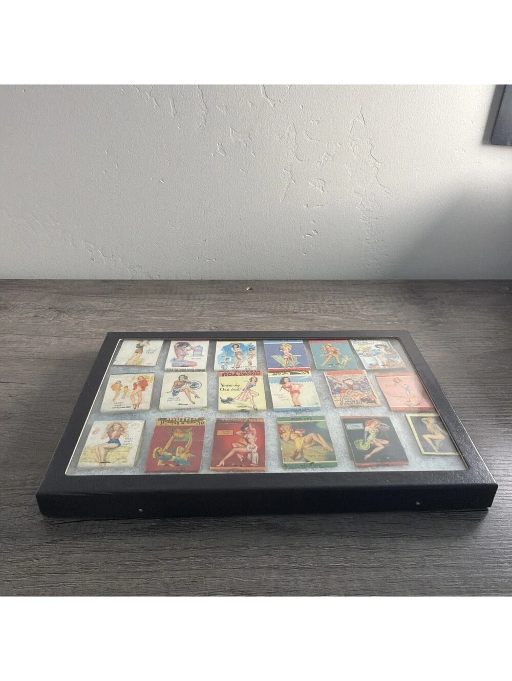 Vintage Matchbook Cover Pin Up Girlie Bar Risqué Gentlemen Club Lot of 18 Framed
